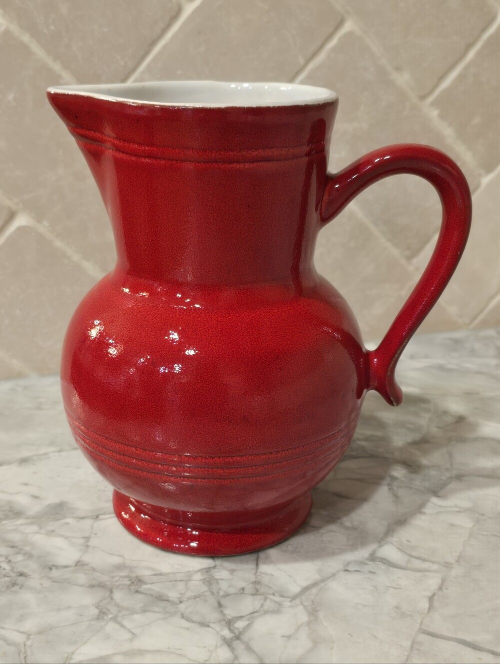 Vintage Emile Henry French Red Stoneware 1.3 L Pitcher Vase